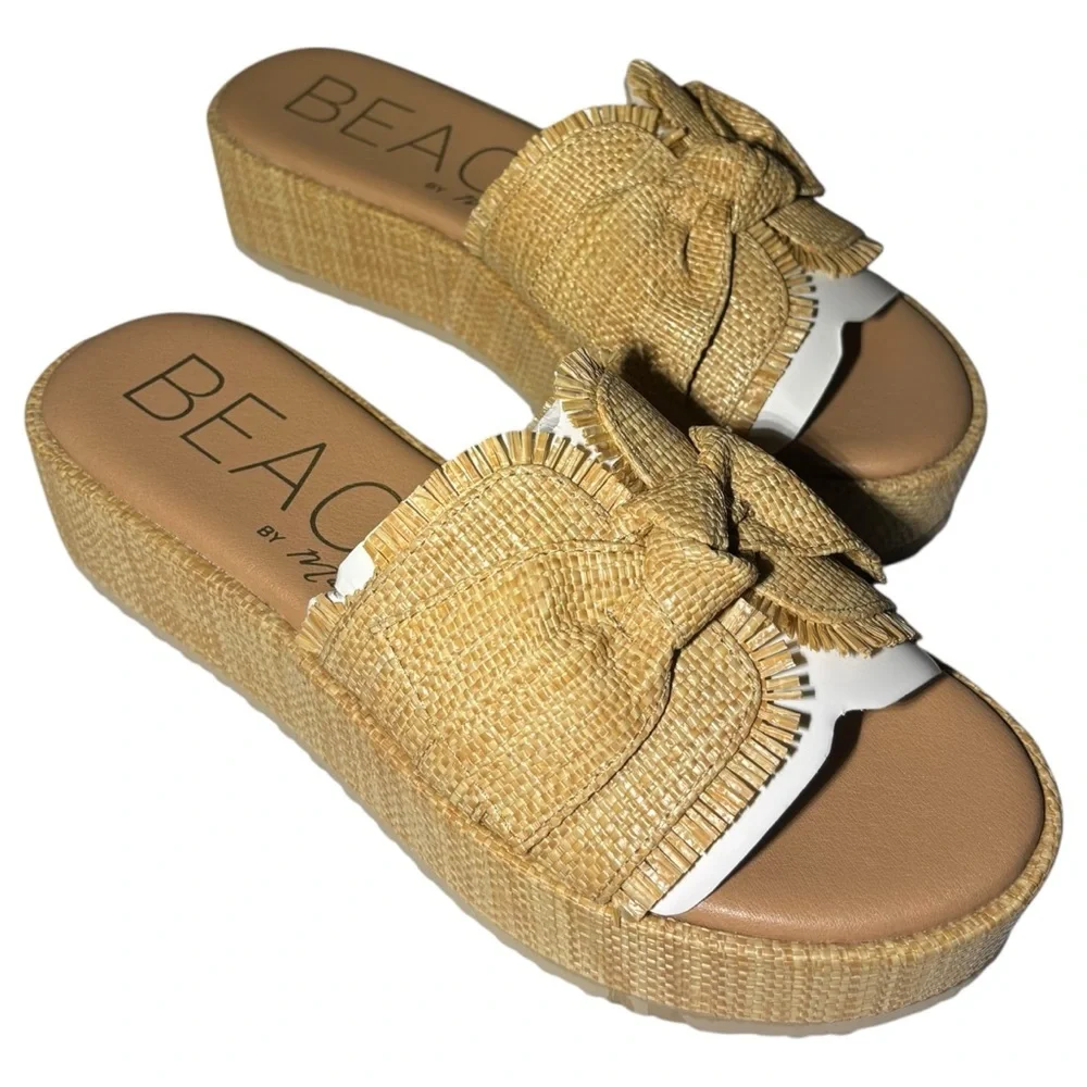 Beach by Matisse Sunda Raffia Platform Slide Sandals Tan Women’s Size‎ 9